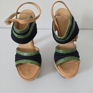 Balenciaga Green and Black Sandals
